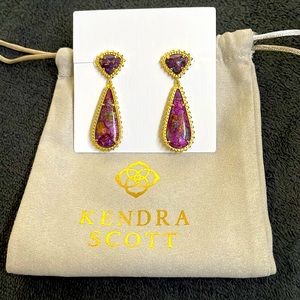 NWOT Kendra Scott 24k plated Gold & jasper Stone Earrings